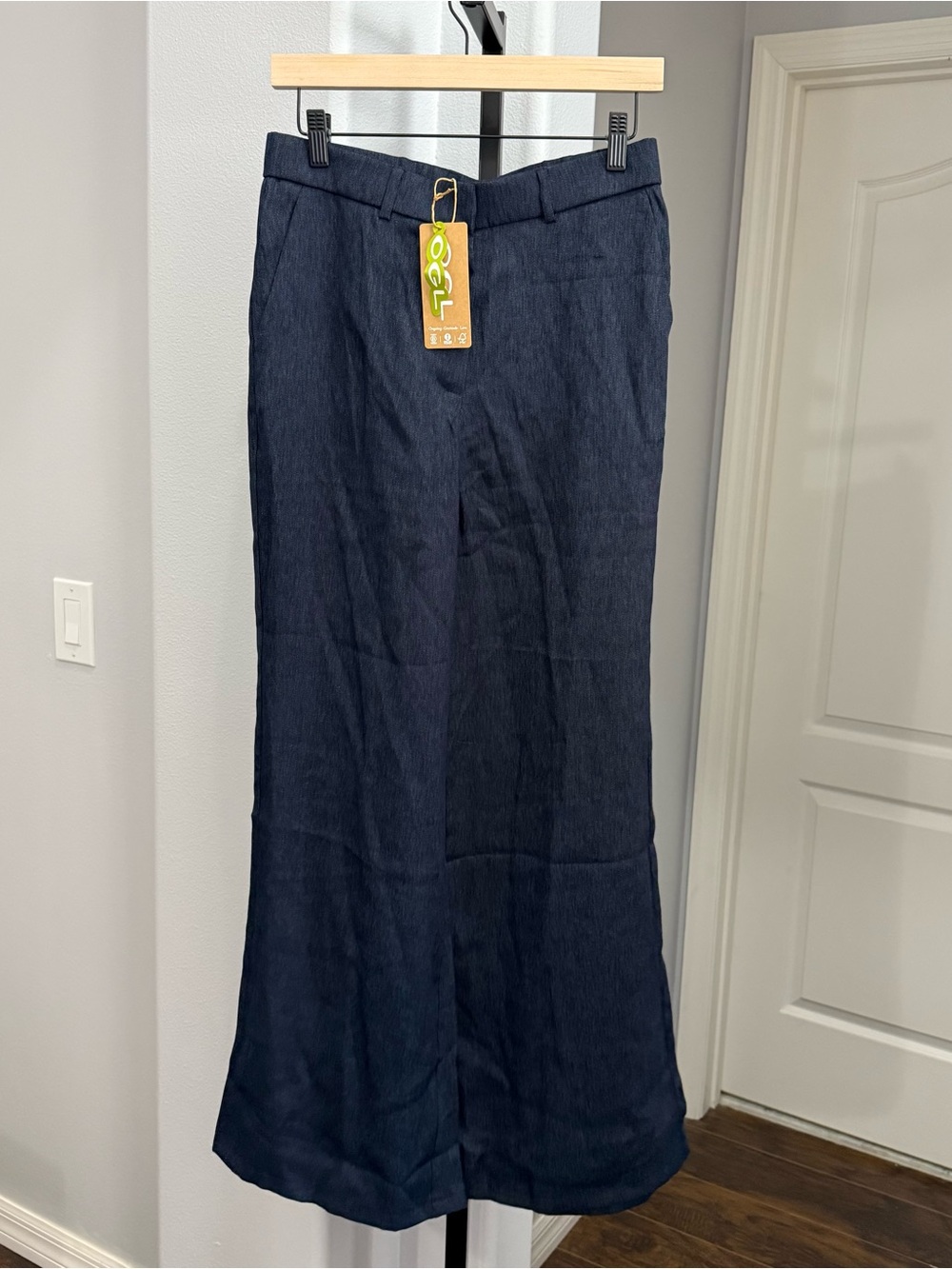 New OGL Viscose-Linen Weave European Linen Mid Rise Flared Pant with Pockets M - Picture 2 of 6